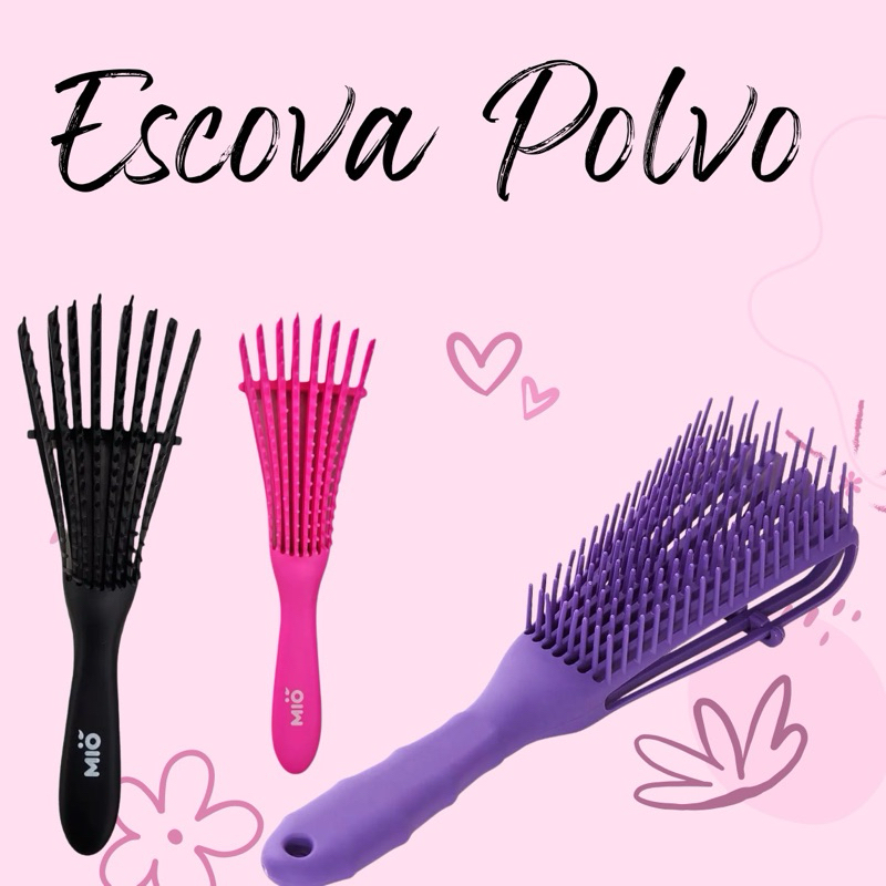 Escova polvo para cabelos cacheados definição cachos | Shopee Brasil