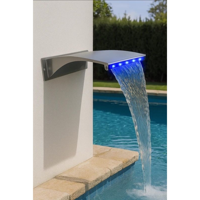 Cascata Piscina De Parede Wave com LED Inox 304 20x30 cm | Shopee Brasil