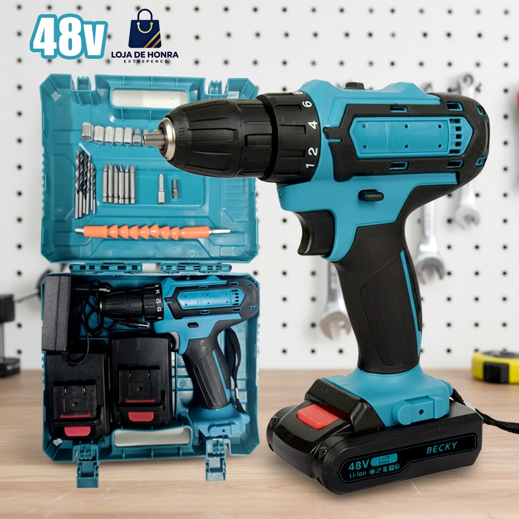 Kit Profissional Parafusadeira e Furadeira de Impacto 48V com 2 ...