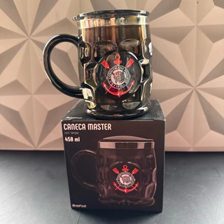 Caneca térmica do Corinthians personalizada com tampa de inox para cerveja água presente timão pai namorado copo preta