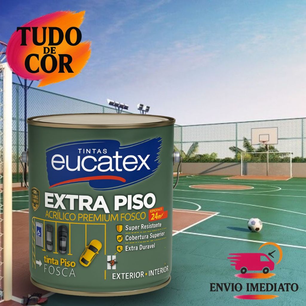 Tinta para Piso Eucatex Extra Piso Concreto 3,6L, Lavável, Ideal para ...