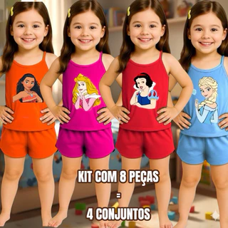 Kit com 4 Conjuntos de Pijama Infantil Verão Baby Doll | Short Doll Menina | Confortável e Fresquinho em Oferta na Shopee