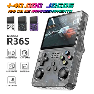 Videogame Portátil R36S – 40.000 Jogos na Palma da Mão, IPS 3.5", 128GB em Oferta na Shopee