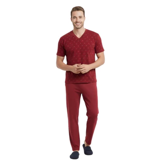 Pijama Homem Conjunto Estampado Camiseta Manga Curta Calça em Oferta na Shopee