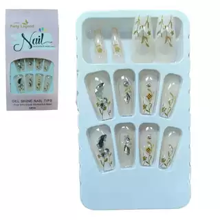 Unhas Postiças de Gel bailarina decoradas Shine Nail Tips com Pedrarias – 12 Peças em Oferta na Shopee