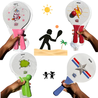 Raquete Frescobol Infantil Tênis Praia Lazer Beach Tennis Bola Leve Criança - Par em Oferta na Shopee