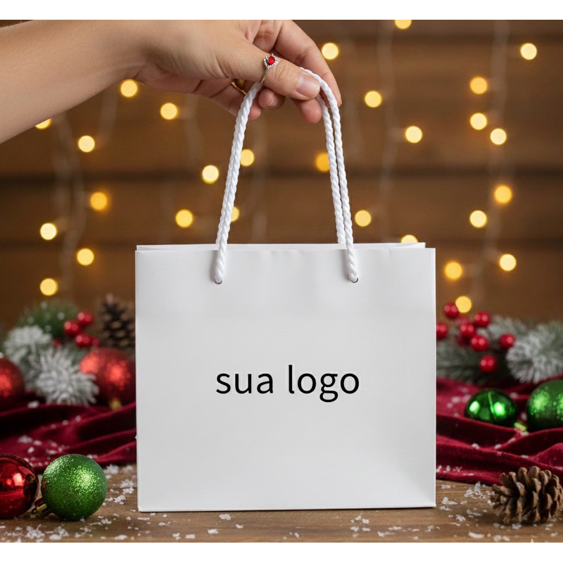 Sacola de papel personalizada 20x14x7 para loja, lembrancinhas ...