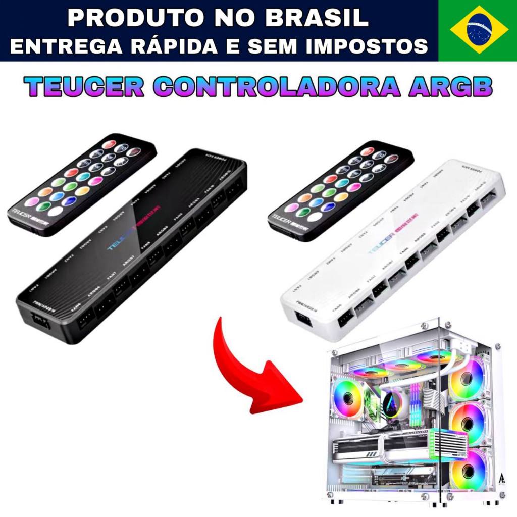 Teucer Controladora ARGB 5v 3 Pinos Hub Led 10 Portas Controlador Pwm 4 ...