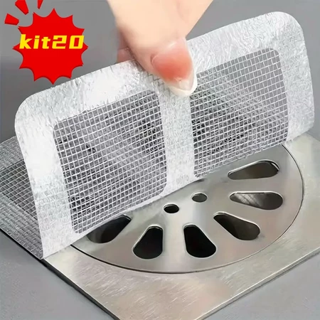 Kit 20 Adesivos Protetores de Ralo Tela Descartavel Anti Entupimento e Anti Insetos Para Casa Fácil e Pratico