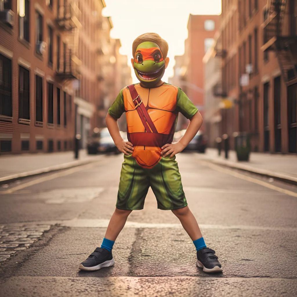 Fantasia Roupa Infantil Tartaruga Ninja Michelangelo Laranja Com ...