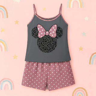 Baby Doll Infantil Malha Confort Minnie Pijama de Verao Roupa De Dormir Fresca Short Doll Menina em Oferta na Shopee