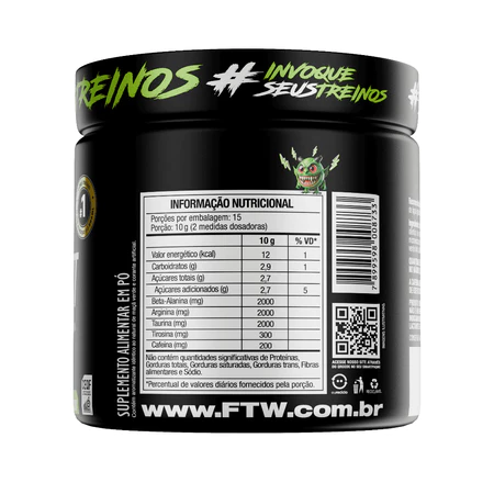 FTW Diabo Verde Pré-Treino Pre-Workout Pote 150g Energia e Foco com Cafeína Beta-Alanina Sabores - Vista 7