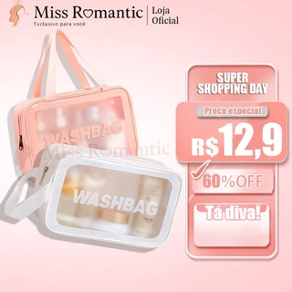 Kit Necessaire Transparente 3 Peças | Organizador de Viagem e Maquiagem em Oferta na Shopee