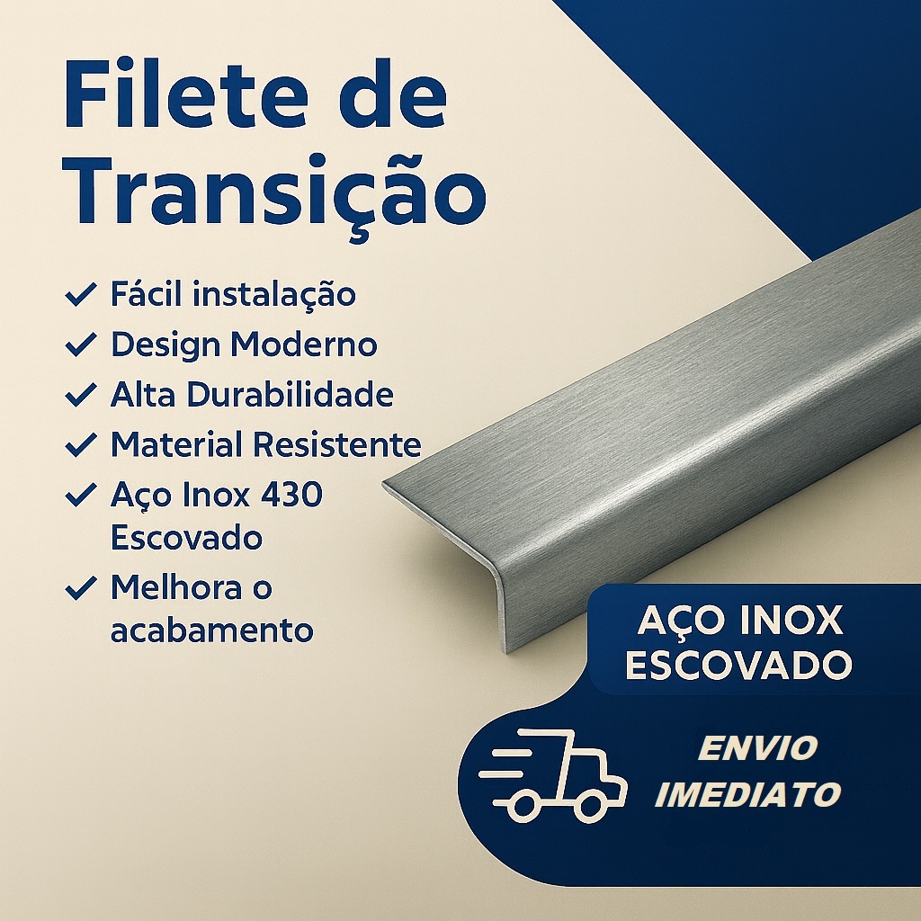Perfil Filete L Suporte Porta Soleira em Inox 430 Escovado 1 Metro ...