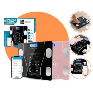 Balança digital App Inteligente Bioimpedância Monitor Corporal Peso Gordura Massa Muscular Bluetooth Academia 140kg
