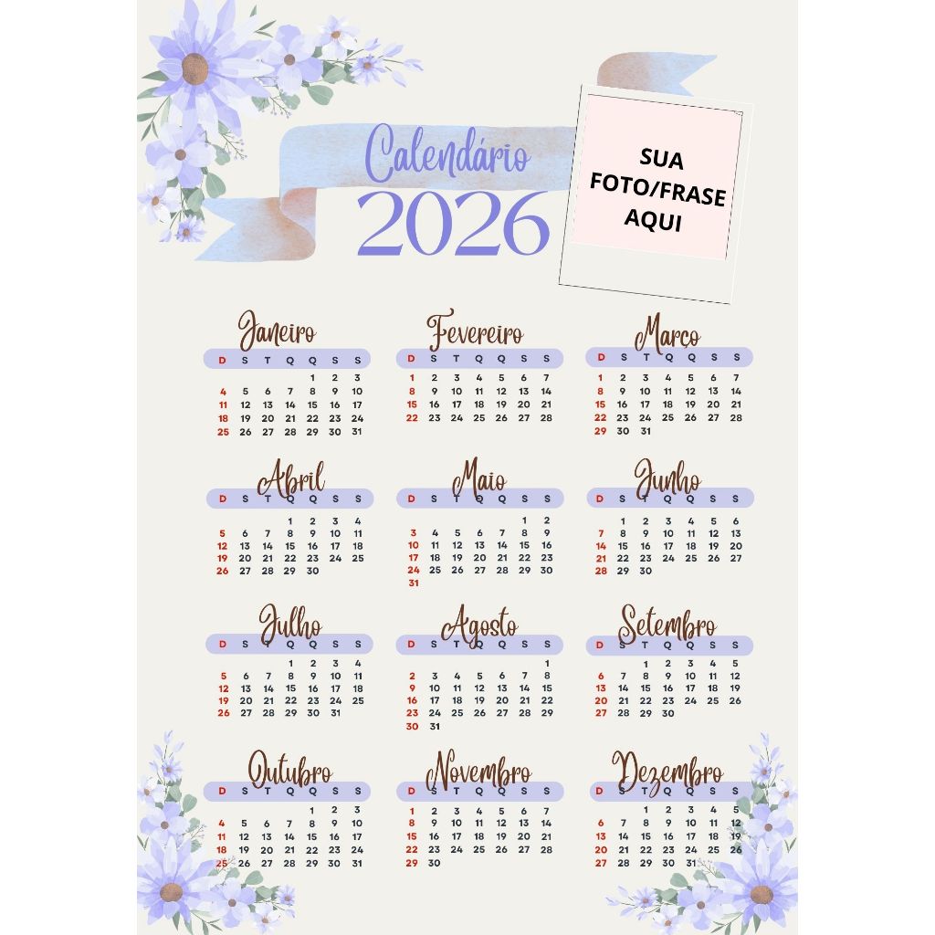 Calendário 2026 personalizado plastificado a4 com ou sem imã | Shopee ...