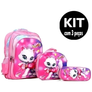 Kit Mochila Infantil - Mochila + Lancheira + Estojo Volta às Aulas Encantado em Oferta na Shopee