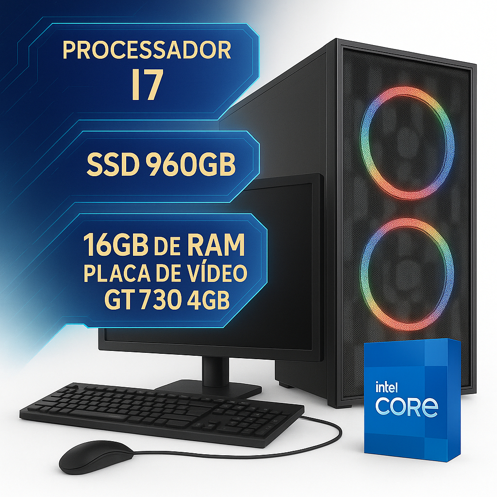 Foto de Computador Gamer Completo i7 3.6Ghz - 16GB - 960GB - GT730 4GB - Monitor 20"