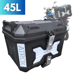 Baú Reforçado Preto 38L 45L Bagageiro Atrox Universal Com Suporte Bauleto