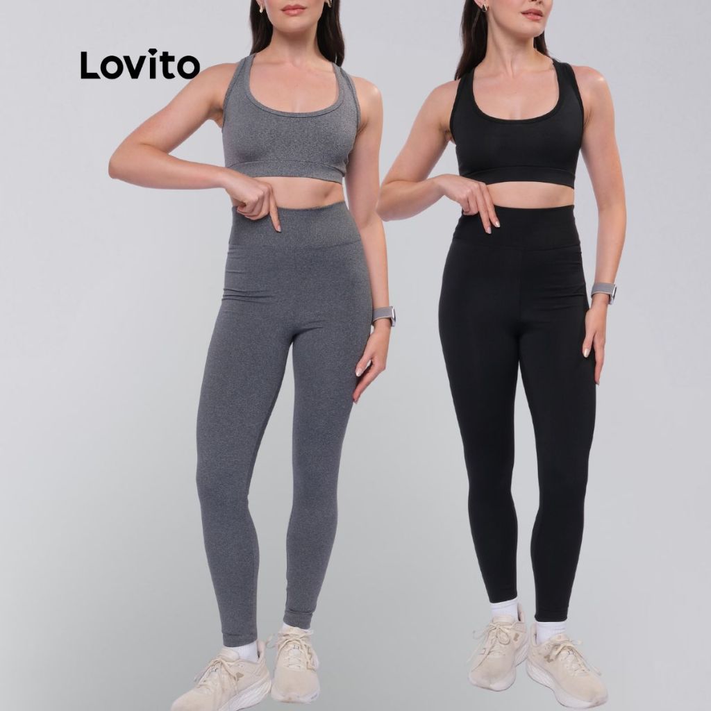 Lovito Calça Legging Esportiva Feminina LB15511581