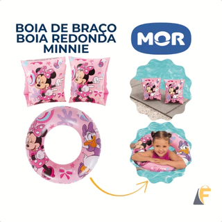 Kit Boia de Braço + Boia Redonda Minnie Disney Piscina Rosa Infantil Menina em Oferta na Shopee