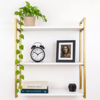 Kit 3 Prateleiras de Parede Industrial Ferro e MDF – Porta Quadros, Livros, Brinquedos e Decoração em Oferta na Shopee