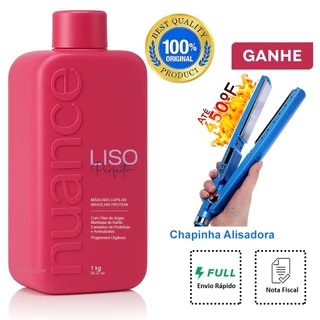 Liso Perfeito Alisamento Capilar Nuance 1 Litro + Chapinha 450ºF em Oferta na Shopee