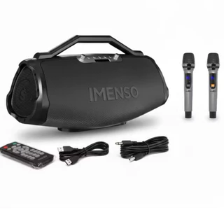 caixa de som Imenso X75 200w Rms 9000mah Ipx4 C/ 2 Mic Cor Preto LOGO ATUALIZADO
