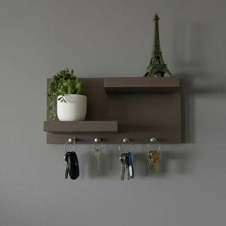 Porta Chaves Com Prateleiras Cinza 100% MDF em Oferta na Shopee