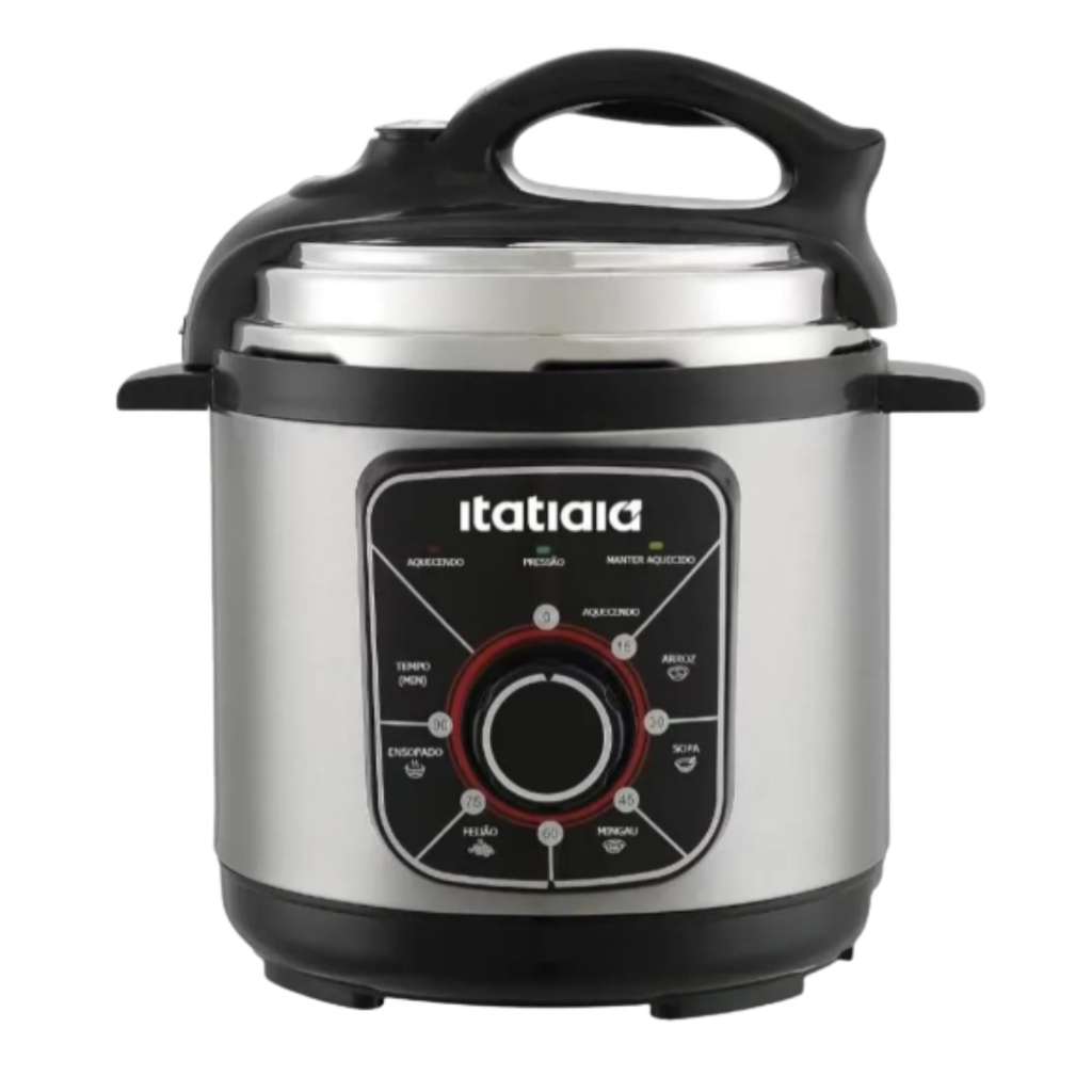 Panela de Pressão Elétrica Itatiaia Essencial 5L Inox Preta 900W 127V
