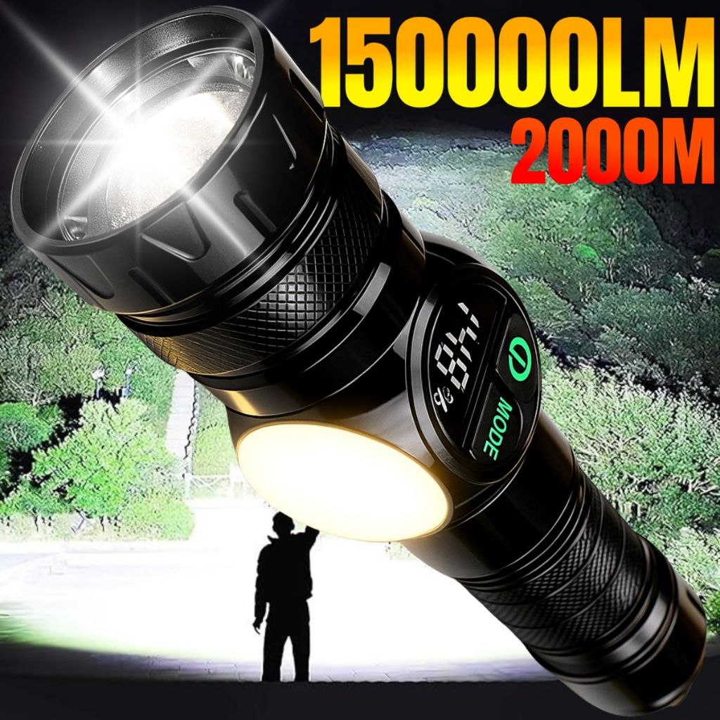 hi-yan⭐︎ Lanterna Tática Recarregável LED XHP360 150000 Lúmens Zoom Power