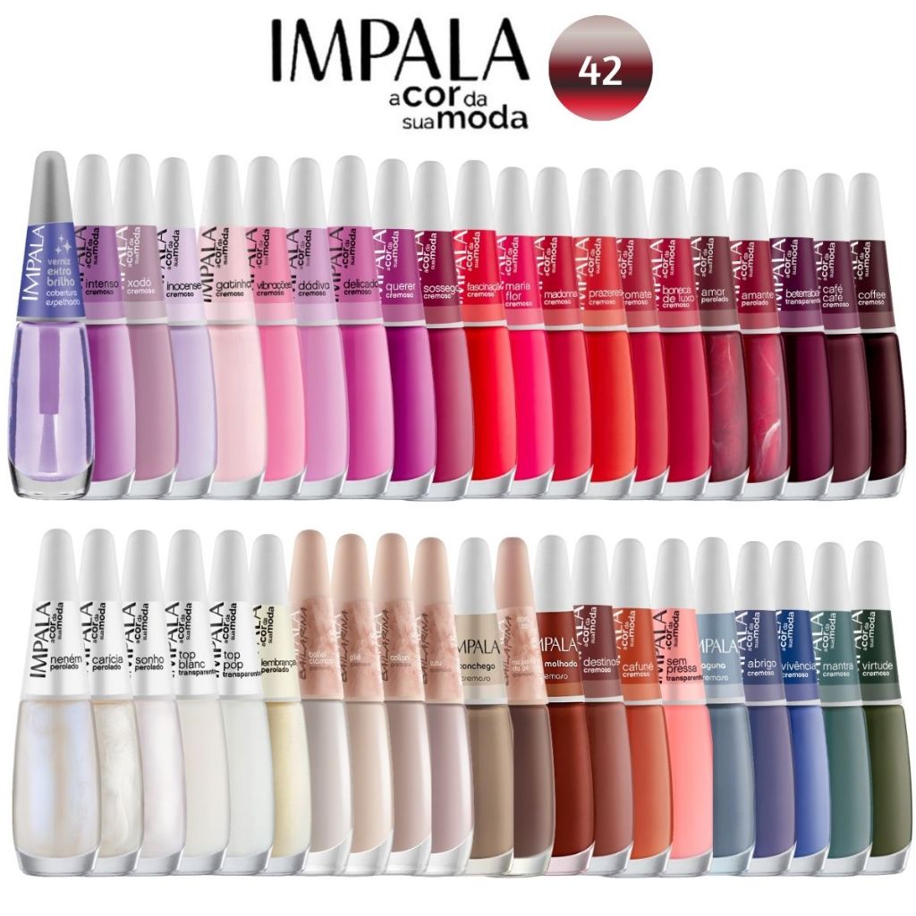 Kit Esmalte Impala Atacado 42 Cores Classicas Francesinha | Shopee Brasil