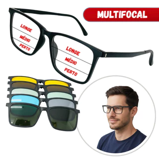 Óculos Multifocal Digital Completo 6 em 1 Polarizado Pronto Armação + Lente