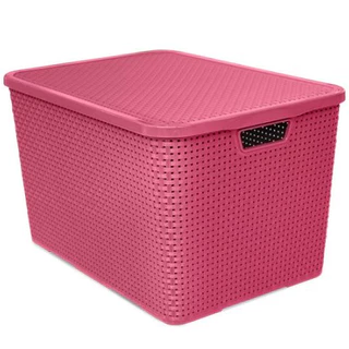Caixa Organizadora Rattan Rosa 40L com Tampa - TOY 25604 em Oferta na Shopee