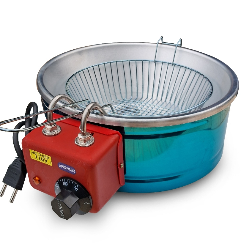Fritadeira Elétrica Tacho 5 Litros Redonda Inox 110v e 220v 