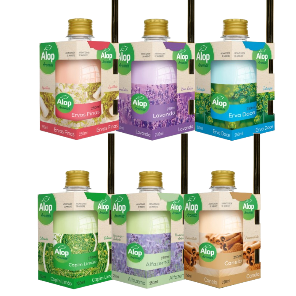 6 Difusor De Ambiente 250ML - ESCOLHA SEU AROMA Alop | Shopee Brasil