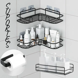1/3/4Kit Suportes Organizadores Metálicos Rack De Parede Banheiro Cozinha Prateleiras Porta Shampoo em Oferta na Shopee