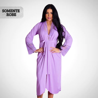 Robe Roupão Longo Feminino Romantic de Banho Com Renda Elegante e Confortável Para Noite ou Presente em Oferta na Shopee