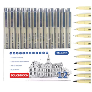Kit 12 Caneta Nanquim Profissional Brush Letter Desenho Bege Preto