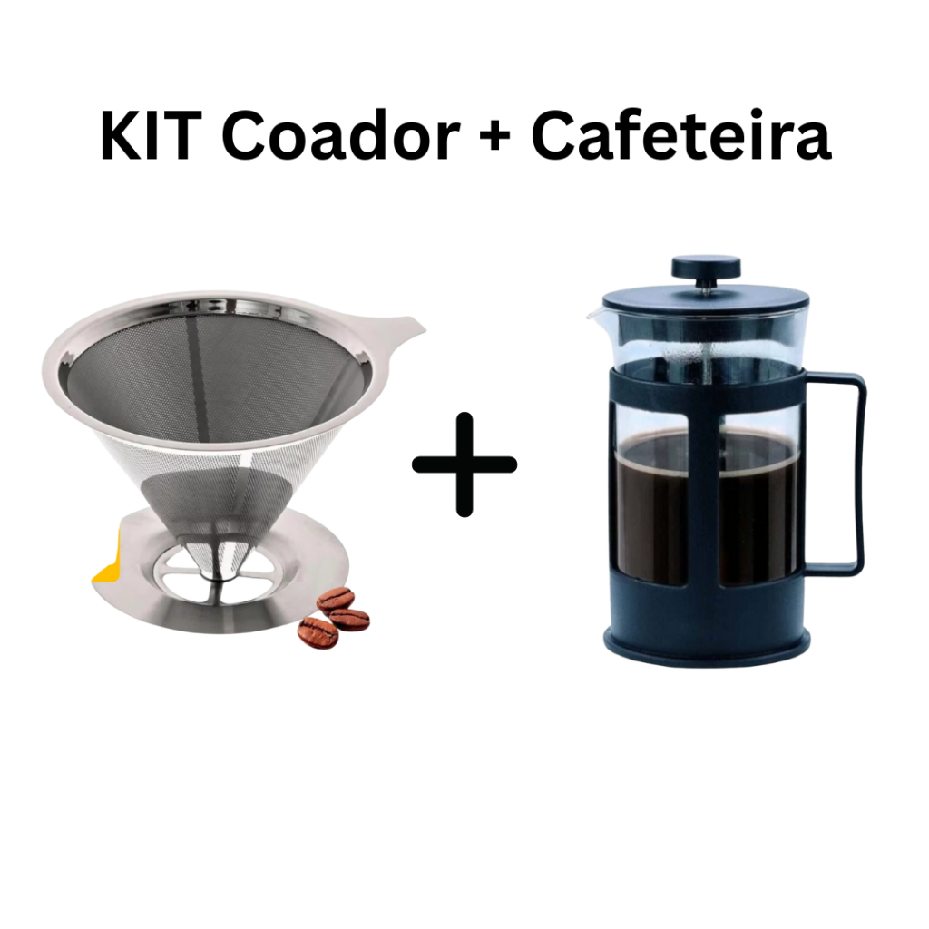 Kit Coador Aço Inox 102 + Cafeteira Prensa Francesa | Shopee Brasil