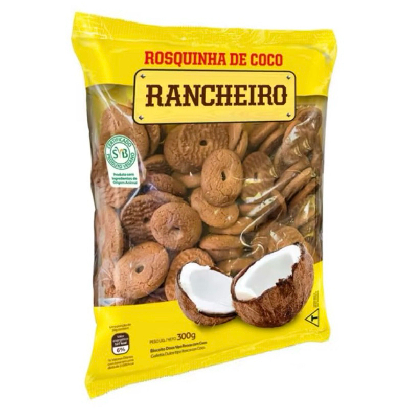 Bolacha Rosquinha Rancheiro de Coco 300g ZERO LACTOSE APLV VEGANO ...