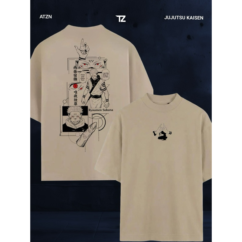 Camisa oversized Jujutsu Kaisen Streetwear ATZN Sukuna/Gojou gym & casual