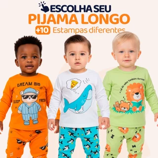 Pijama Bebe Menino Manga Longa – Escolha Seu Modelo, com Estampas Fofas e Conforto Infantil Masculino Frio Inverno l03 em Oferta na Shopee