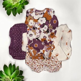 Kit 4 Bodys Manga Comprida Bebê Floral Carters Importado em Oferta na Shopee