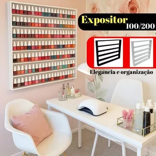 Expositor Nicho 200 ou 100 Esmalte Organizador Prateleira Branco ou Preto