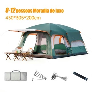 Barraca Camping Acampamento 8-16 Pessoas Grande Família Lux impermeável Varanda Para 430*305*200 Cm em Oferta na Shopee