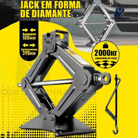 Macaco Sanfona de Carro Suporta 2 Toneladas 2000 kgs Jacaré Universal Original para Troca de Pneu