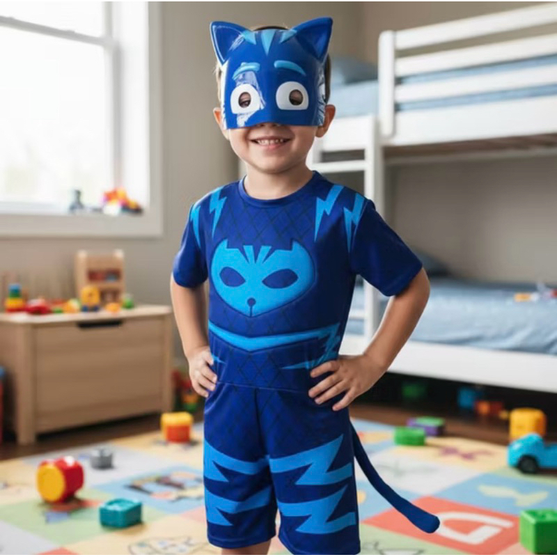 Fantasia Menino Gato Pj Masks Curta Com Enchimento E Mascara De ...