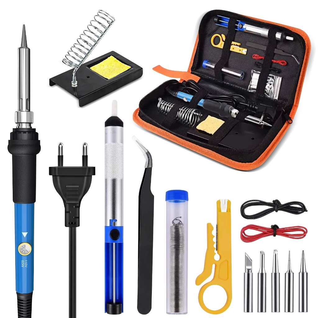 110/220V Kit Ferramentas Eletro Eletrônica Completo Profissional Solda 15 Pc