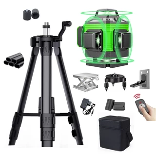 Kit Nível Laser Verde 12/16 Linhas +suporte +tripé Profissional Autonivelante 360°Recarregável Verde Acompanha Controle